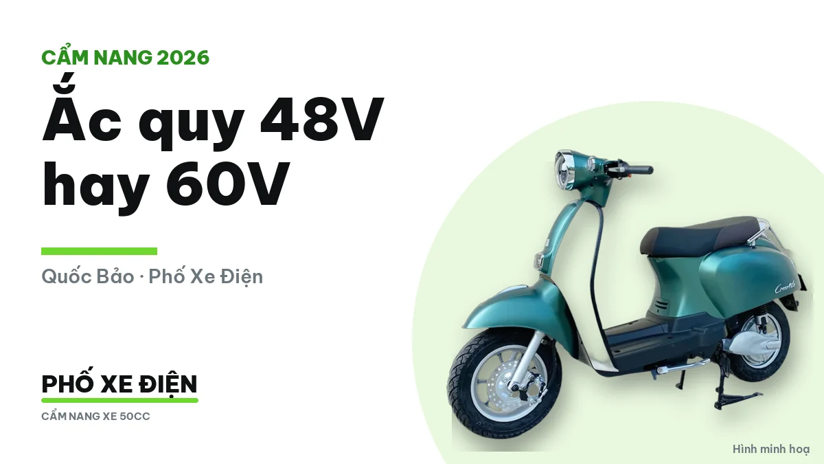 Hai bộ ắc quy xe điện đặt cạnh nhau để so sánh nhãn 48V và 60V