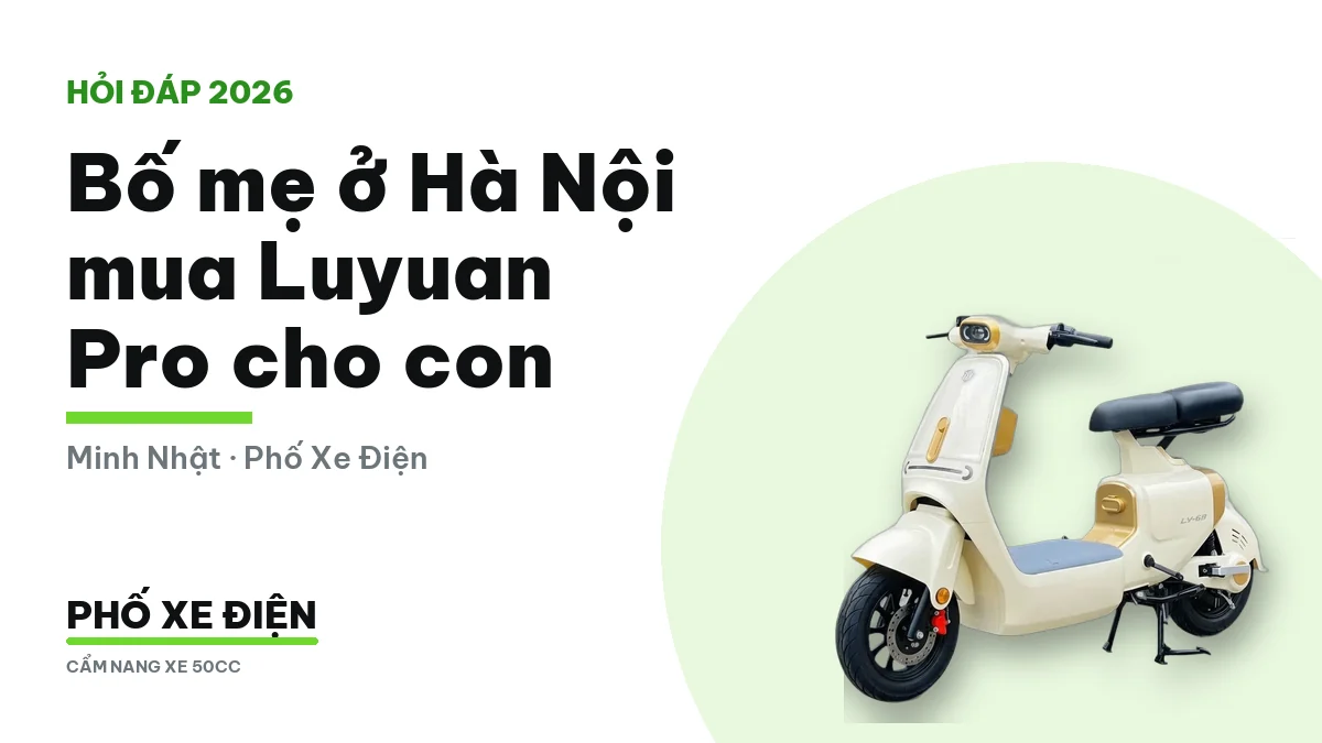 Xe điện Luyuan Pro dựng trước sân nhà buổi sáng