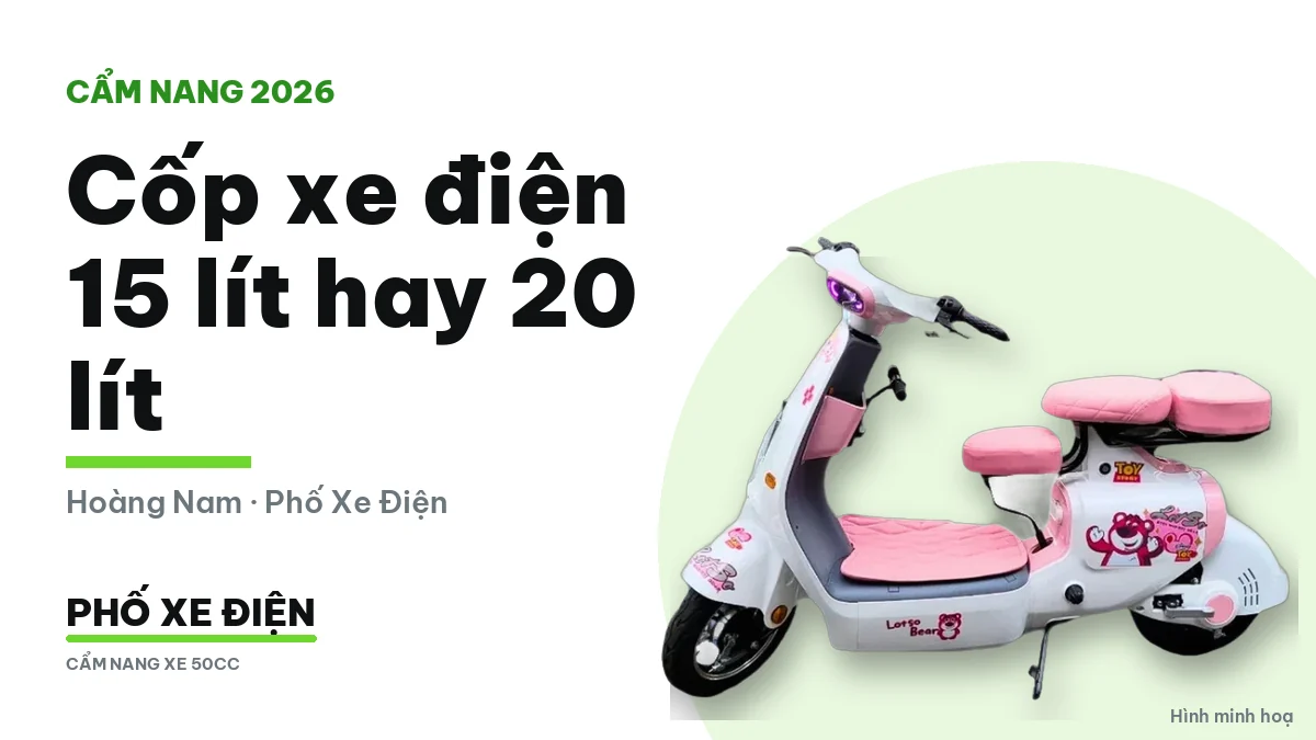 Cốp xe điện 15 lít và 20 lít với mũ bảo hiểm full đầu bên trong