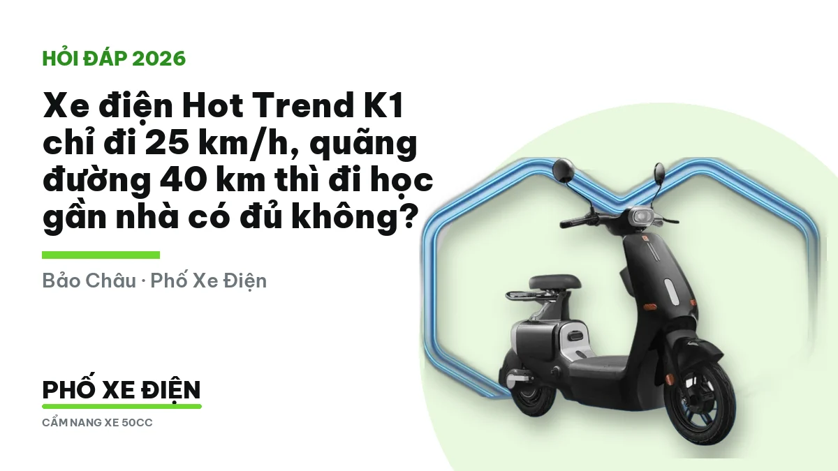 Xe điện Hot Trend K1 cho học sinh đi học gần nhà ngồi thử tại cửa hàng
