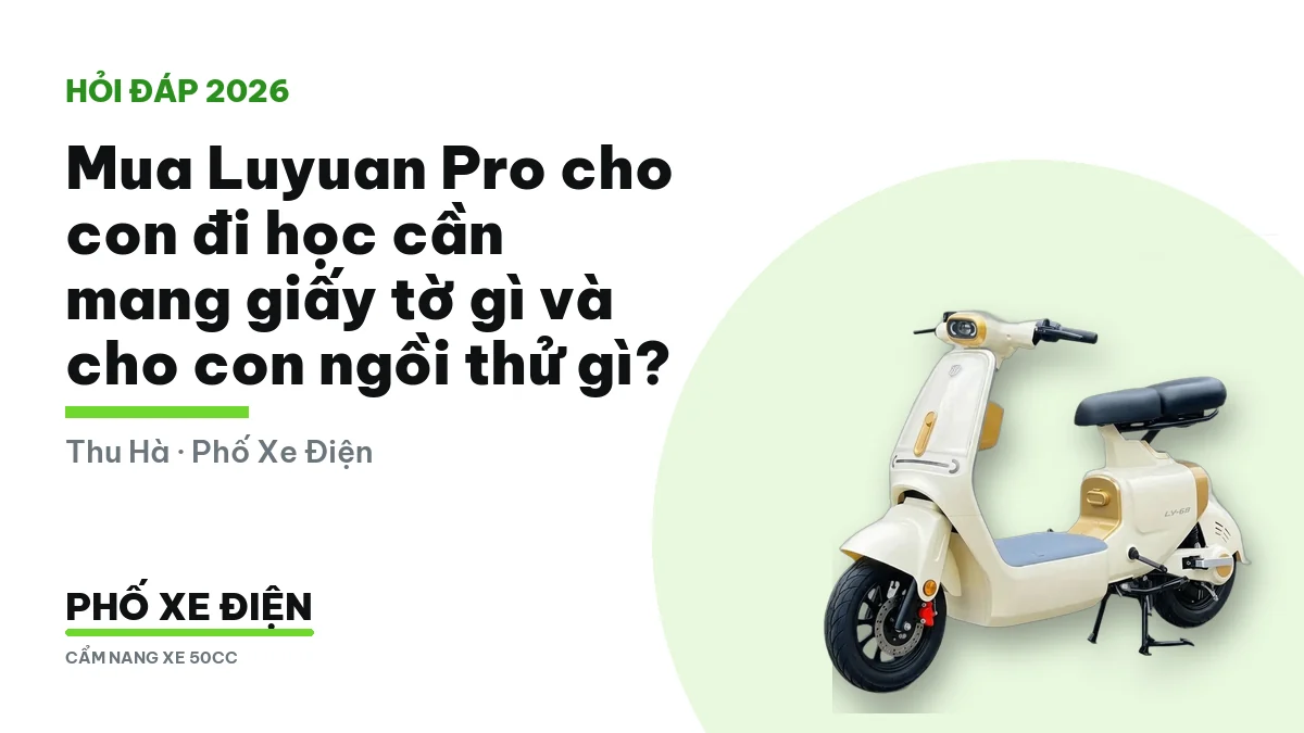 Xe điện Luyuan Pro dựng trước cửa hàng buổi sáng