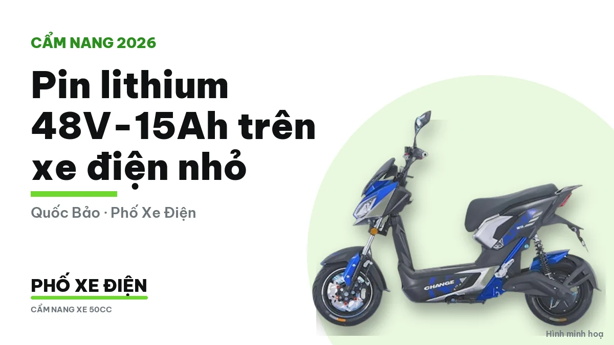 Bộ pin lithium và nhãn thông số 48V-15Ah của xe điện nhỏ