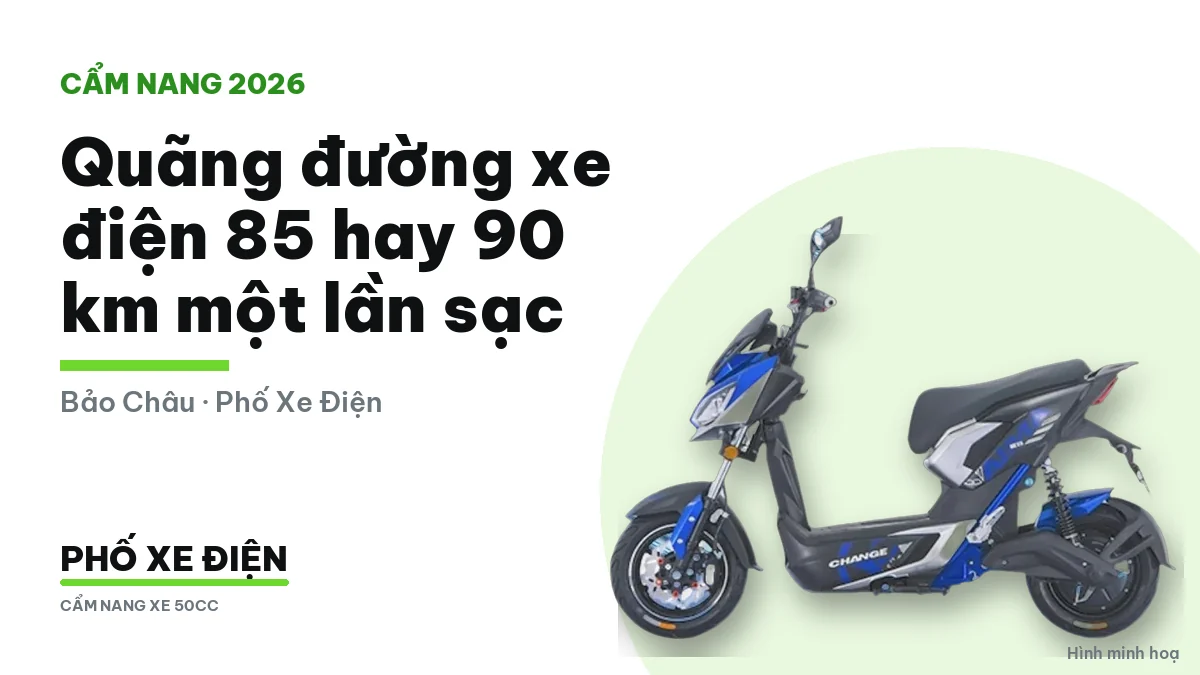 Bảng thông số xe điện mở trên màn hình để đọc quãng đường hãng ghi