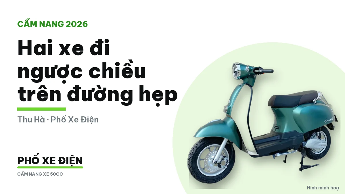 Hai xe máy đi ngược chiều gặp nhau trên đoạn đường làng hẹp