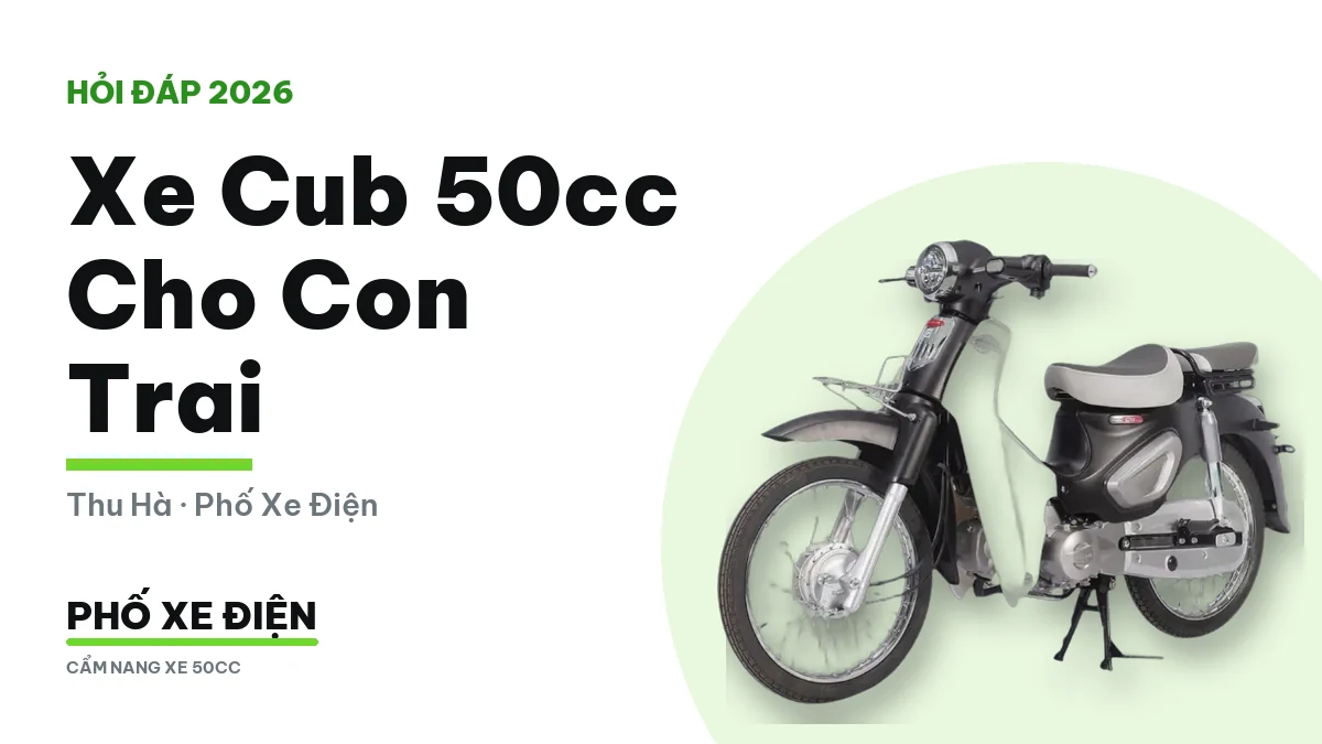 Xe cub 50cc dáng cổ điển đậu trước cửa hàng
