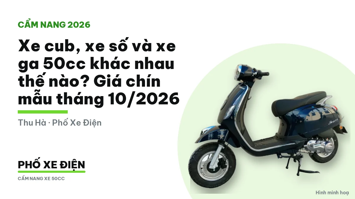 Ba nhóm xe 50cc cub, xe số và xe ga đặt cạnh nhau