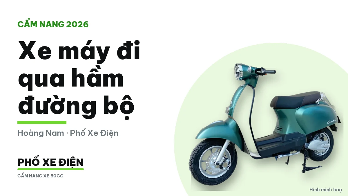 Xe máy bật đèn chiếu gần khi đi trong hầm đường bộ