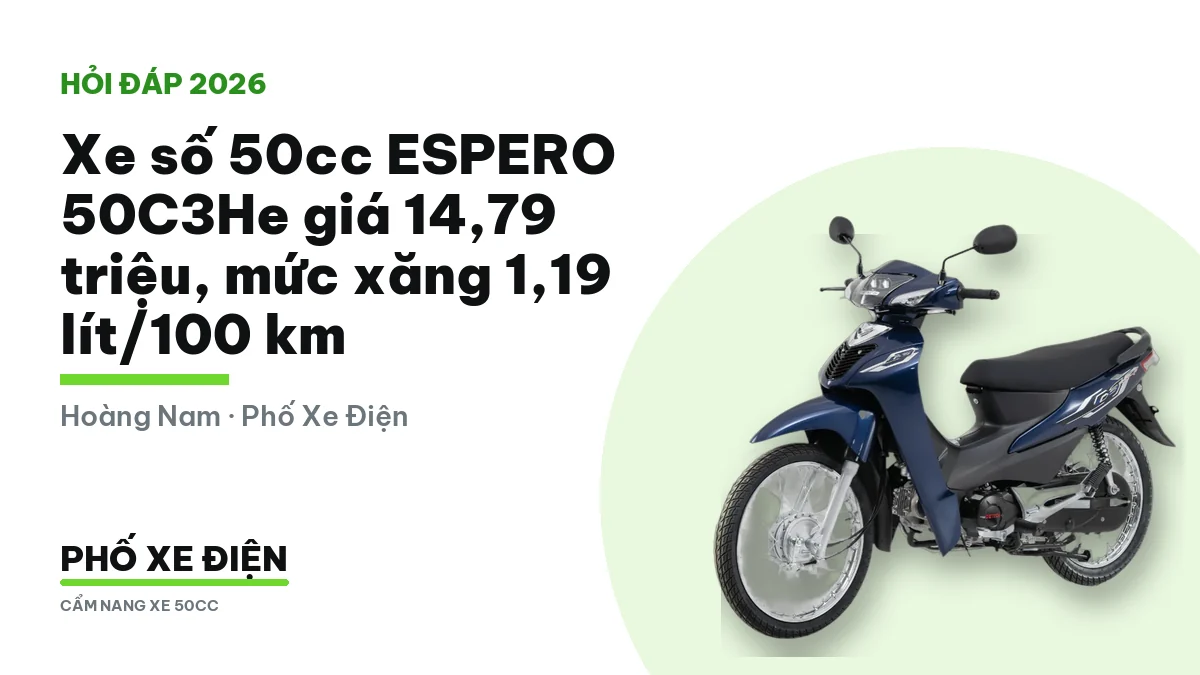 Xe số 50cc ESPERO 50C3He giá 14,79 triệu